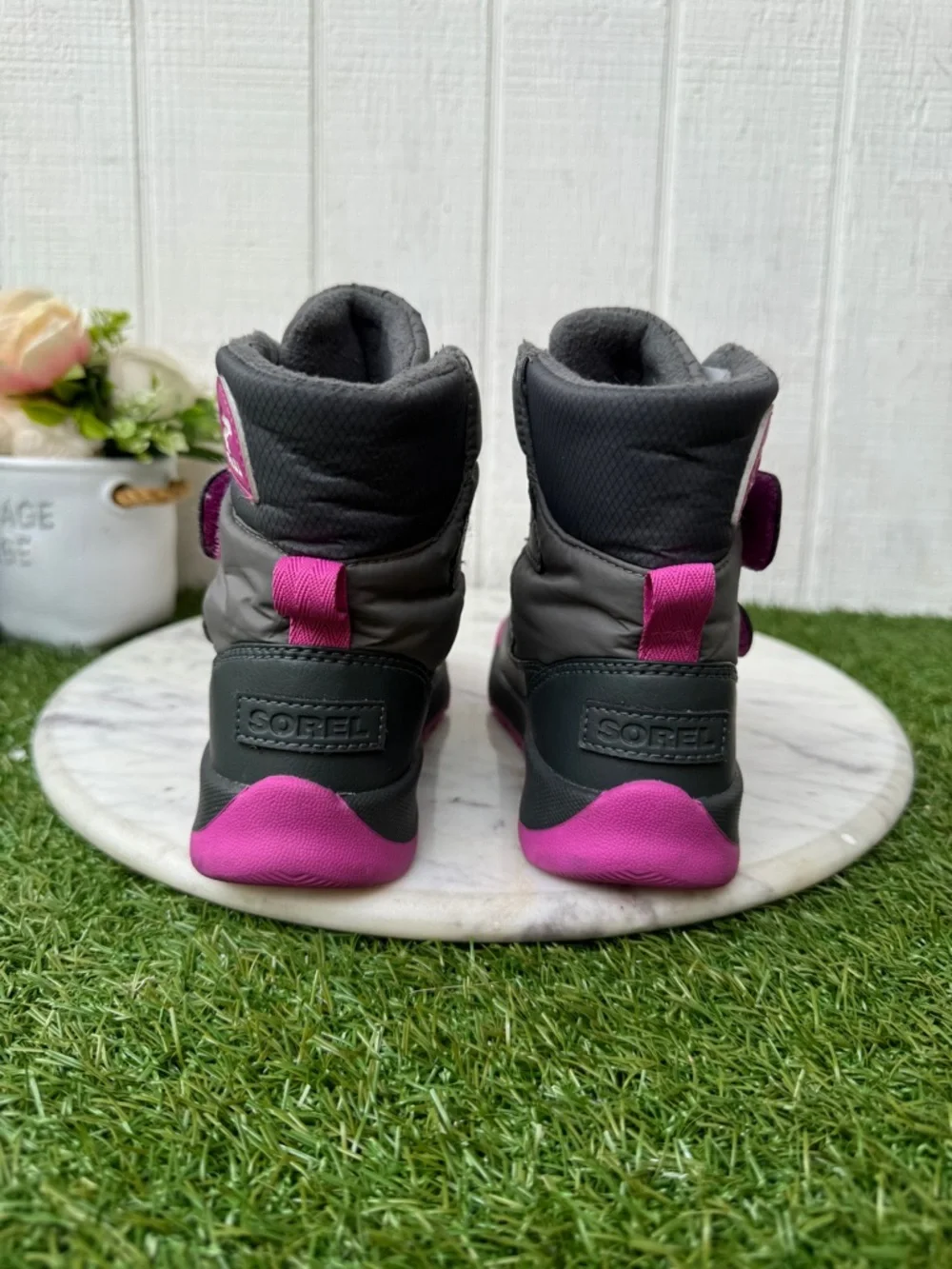 Sorel Kids Waterproof Strap Snow Boots - Gray & purple size 12toddler girls new